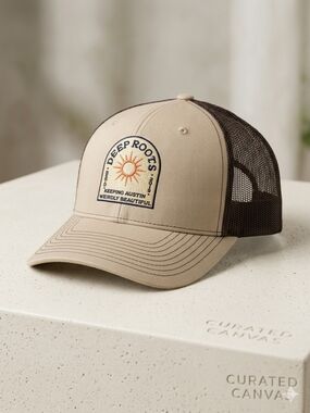 Deep Roots Beige & Brown Mesh Trucker Hat